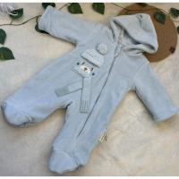 Erkek 9 - 12 Ay Minicorn Ayı Nakışlı Kışlık Bebe Kozmonot Tulum Mavi 3-6-9-12