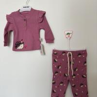 Kadın / Kız 12-18 AY kirpi baskılı mevsimlik pijama takımı