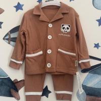 Erkek 6-9 Ay CUTE PANDA BASKILI ÖNÜ DÜGMELİ ERKEK PİJAMA TAKIMI