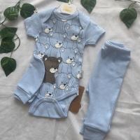 Unisex 3 Ay Baby Point Panda Baskılı 3'lü Bebek Badi Takım